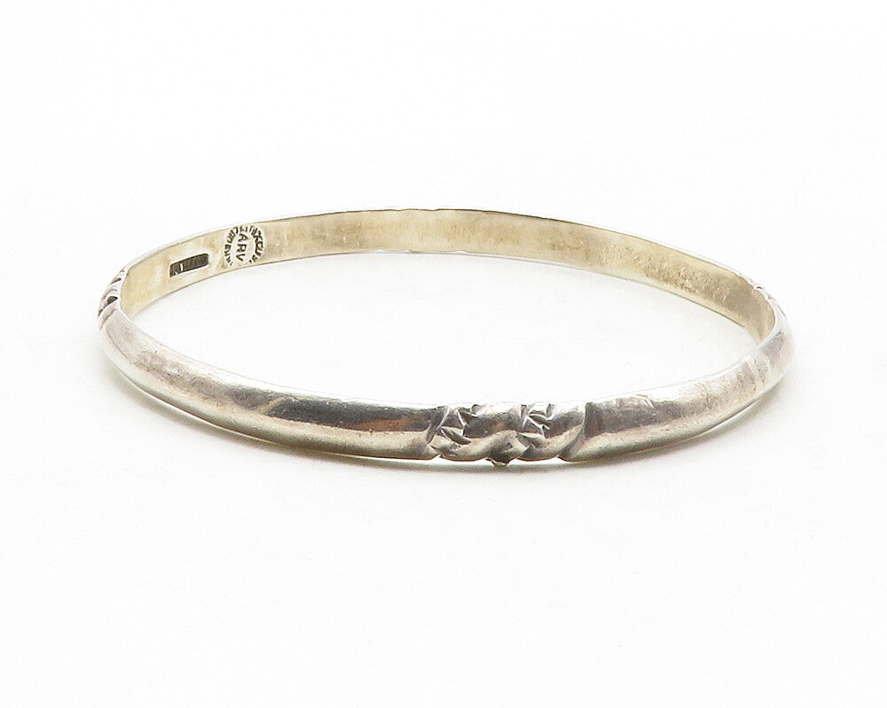 TAXCO MEXICO 925 Silver  Vintage Etched Detail Round Bangle Bracelet  BT4921