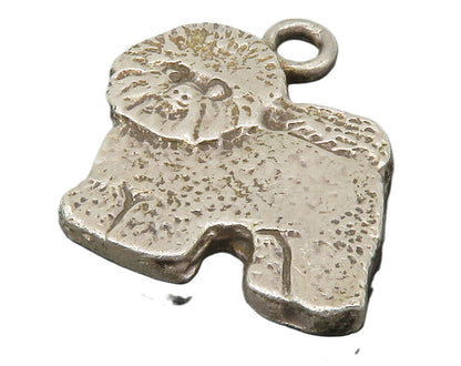 925 Sterling Silver  Vintage Petite Fluffy Dog Etched Detail Pendant  PT10727