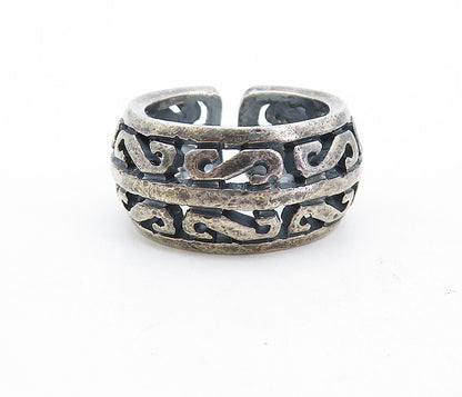 MEXICO 925 Sterling Silver  Vintage Dark Tone Open Swirl Band Ring Sz 8 RG5492