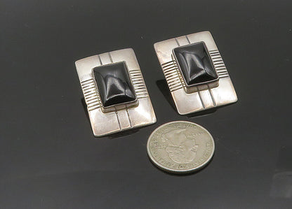 JAMES TOADLENA NAVAJO 925 Silver  Vintage Black Onyx Drop Earrings  EG10160