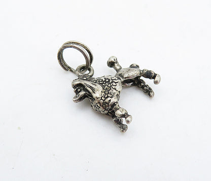 925 Sterling Silver  Vintage Petite Dark Tone Poodle Dog Motif Pendant  PT3827