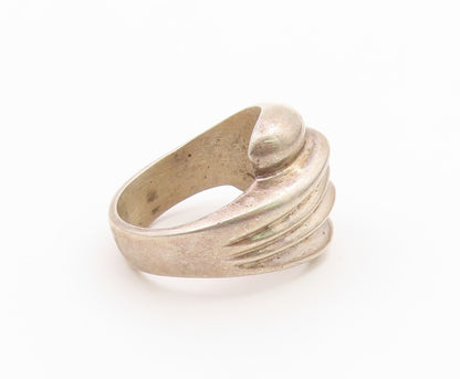925 Sterling Silver Vintage Ring MEXICO Classic Ribbed Wave Band  Sz 7  RG36830