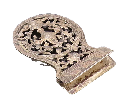 925 Sterling Silver  Vintage Antique Swirly Carved Cutout Cloth Clip  TR3508