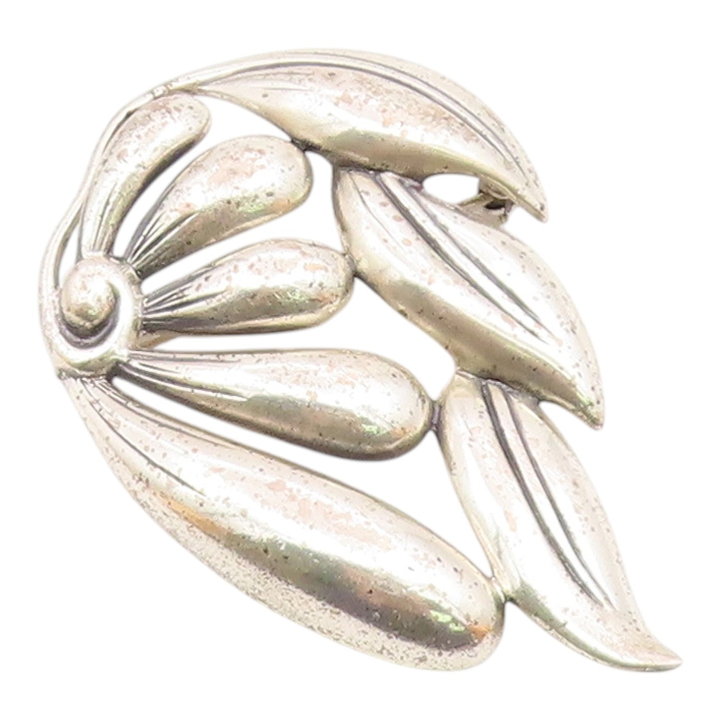DANECRAFT 925 Sterling Silver  Vintage Sculpted Leaves Brooch Pin  BP9450