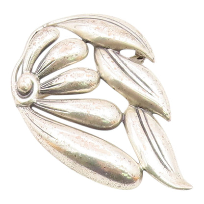 DANECRAFT 925 Sterling Silver  Vintage Sculpted Leaves Brooch Pin  BP9450