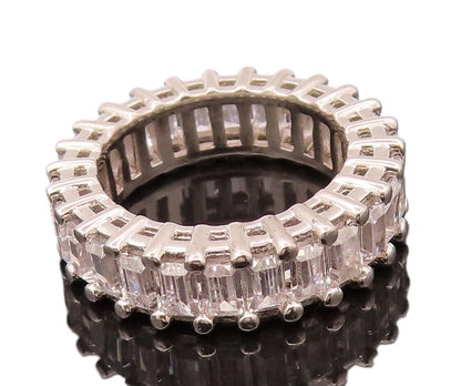 925 Sterling Silver  Vintage 360` Cubic Zirconia Band Ring Sz 5.5  RG26559