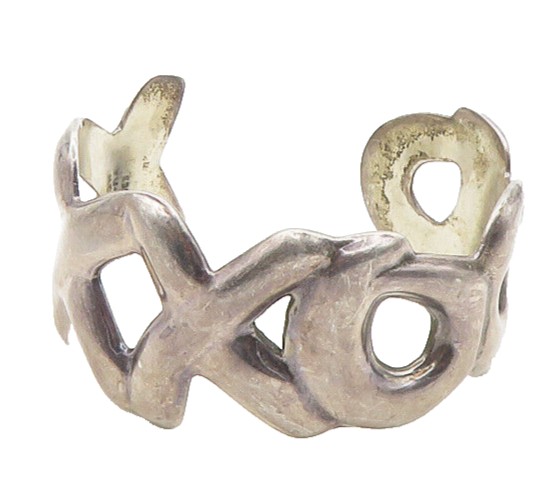 MEXICO 925 Sterling Silver  Vintage XO Hugs & Kisses Cuff Bracelet  BT7526