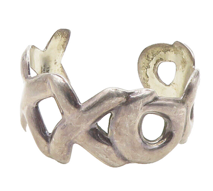 MEXICO 925 Sterling Silver  Vintage XO Hugs & Kisses Cuff Bracelet  BT7526