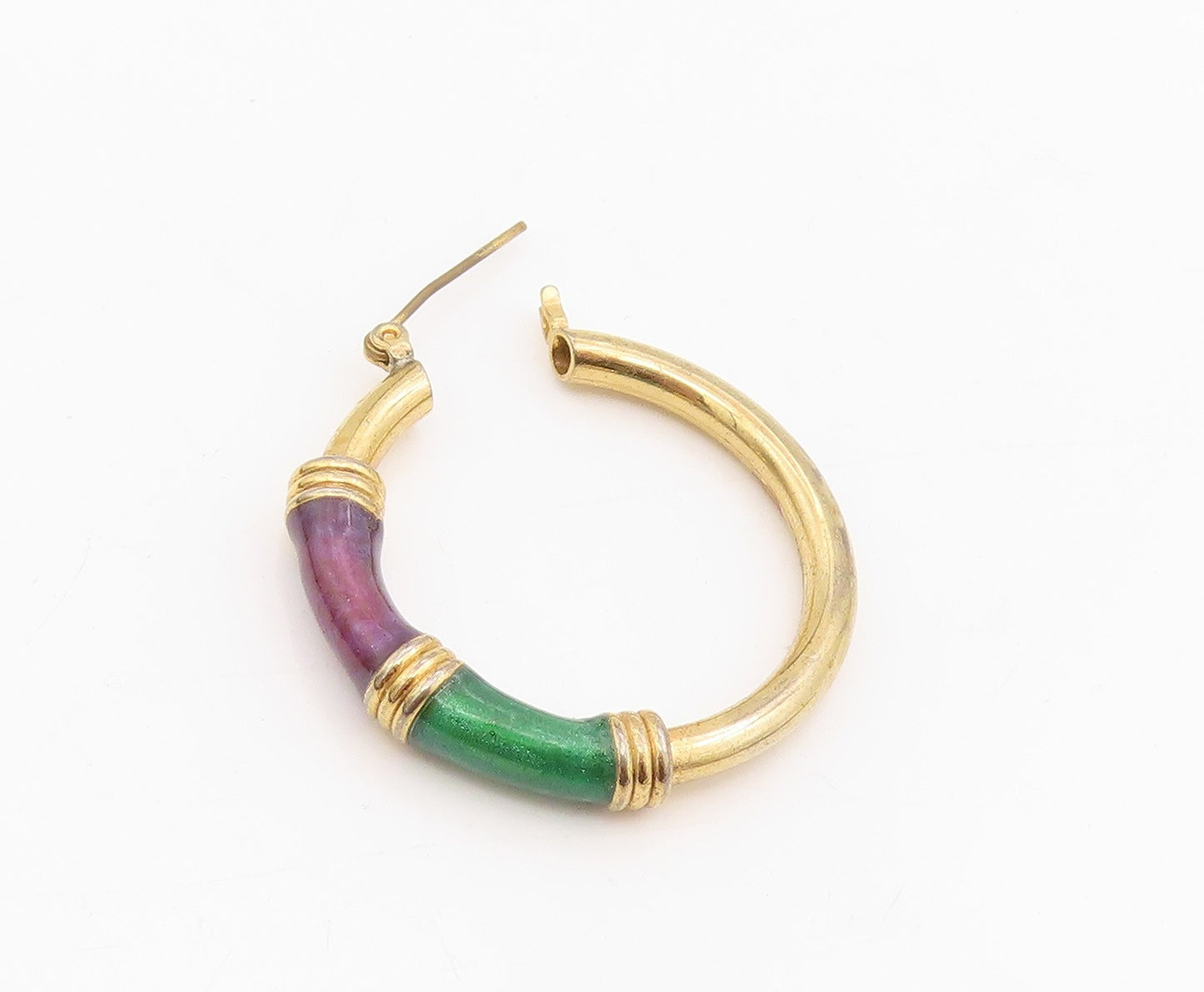 925 Sterling Silver Vintage Earrings Gold Plated Chunky Enamel Hoops  EG13923