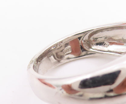 925 Sterling Silver Vintage Ring Gemstone Floral Cluster Band  Sz 6.5  RG34357