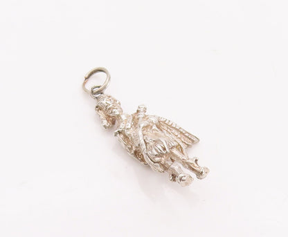 925 Sterling Silver Vintage Pendant 3D Carved Royal Soldier Charm  PT23372