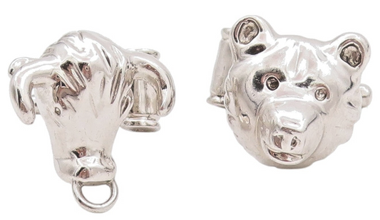 925 Sterling Silver Vintage Cuff Links Bear & Bull Stock Market Trader  TR3942