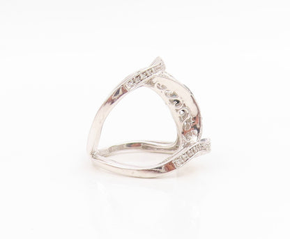 925 Sterling Silver Vintage Ring Real Diamonds & Topaz Band  Sz 5.5  RG34864
