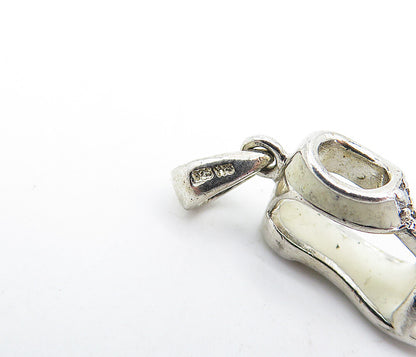 925 Sterling Silver  Vintage Petite Topaz Enamel Coated Sandal Pendant  PT2685
