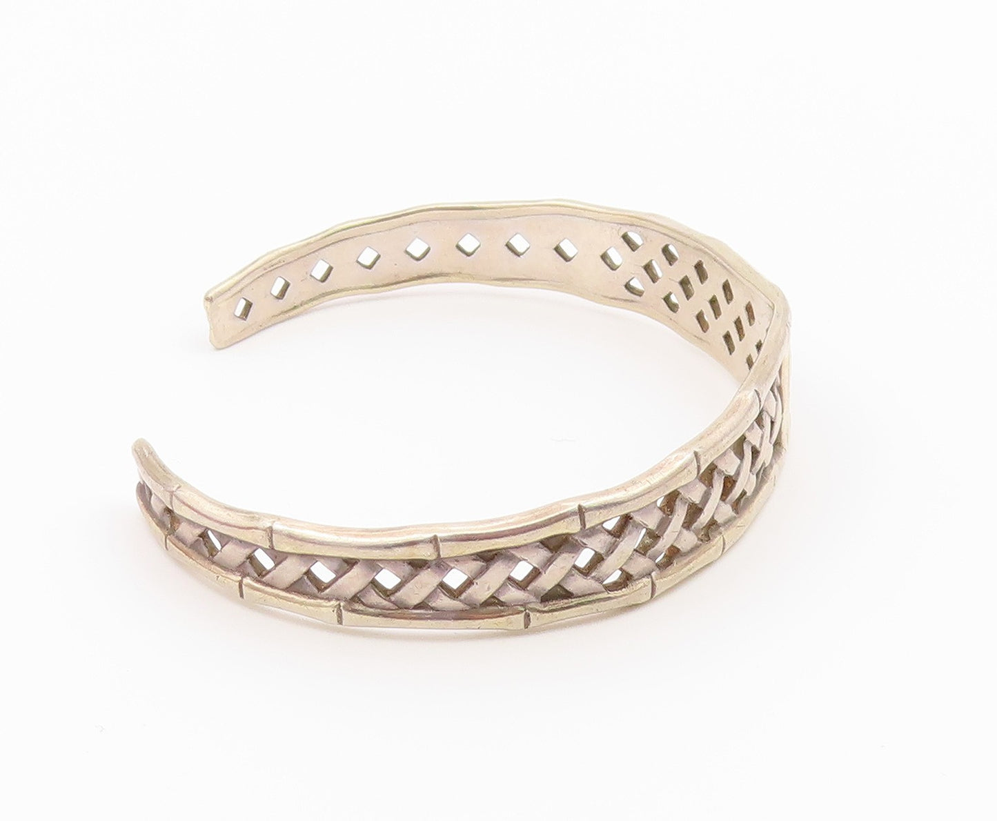 INTERNATIONAL 925 Sterling Silver Vintage Weaved Design Cuff Bracelet BT8323