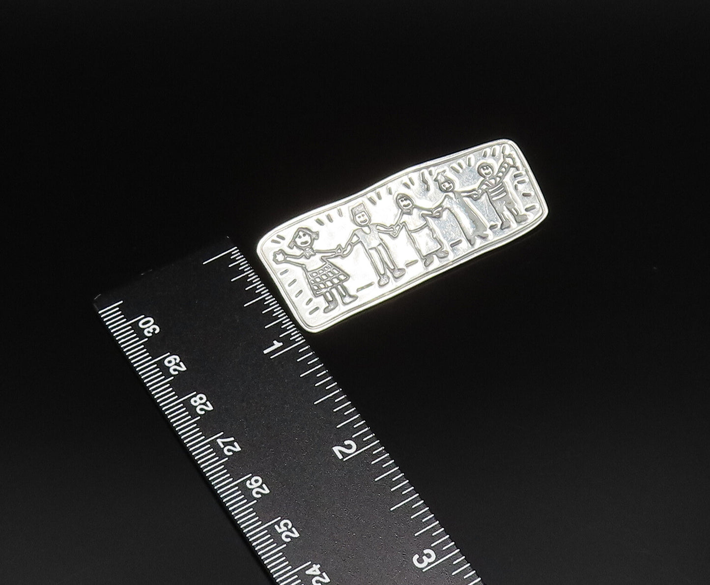 EFS MEXICO 925 Silver  Vintage Students Holding Hands Brooch Pin  BP9938