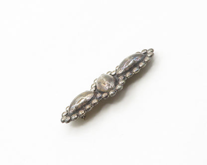 MEXICO 925 Sterling Silver  Vintage Dark Tone Bubble Border Brooch Pin  BP6911