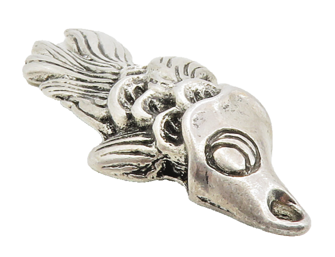 925 Sterling Silver  Vintage Dark Tone Fish Motif Drop Pendant  PT9767