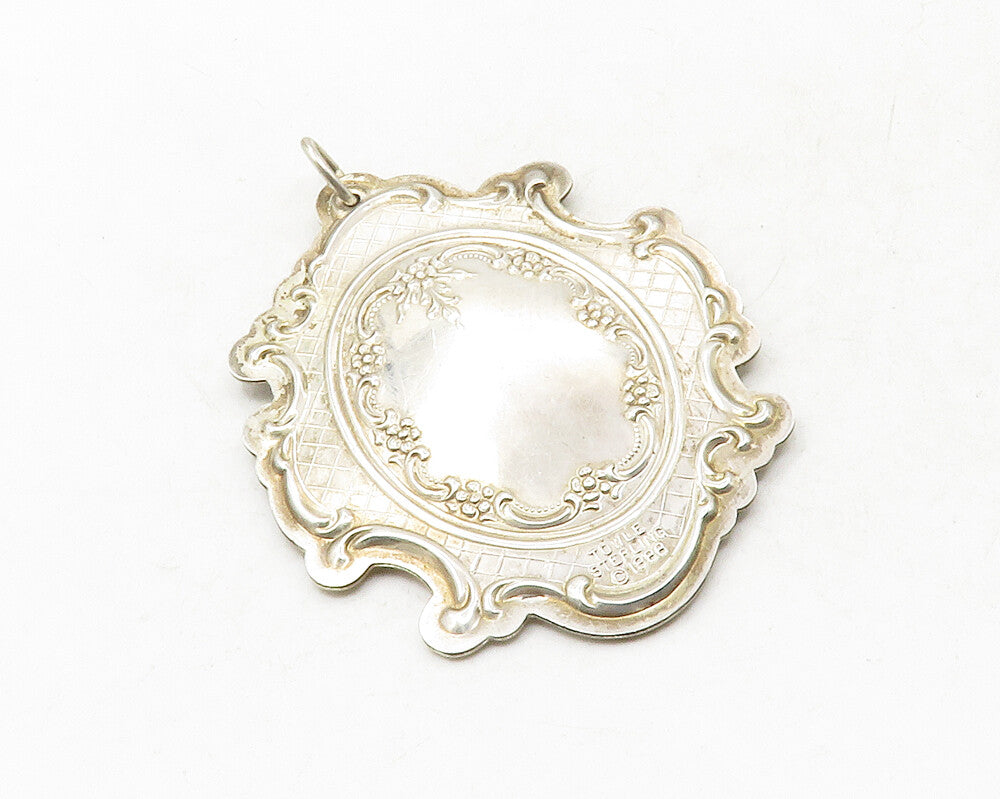 TOWLE 925 Sterling Silver  Vintage Raised Floral Vine Design Pendant  PT10103