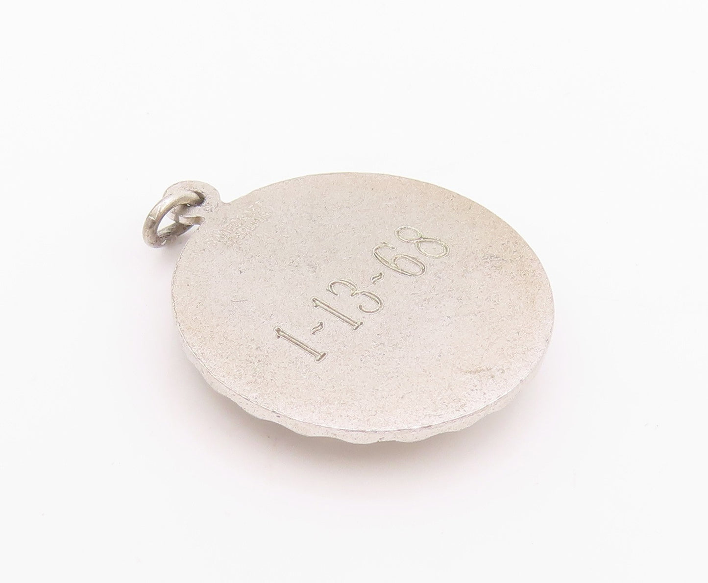 925 Sterling Silver Vintage Pendant DANECRAFT Christmas Bell Carved Coin PT24346