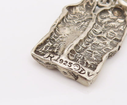 925 Sterling Silver  Vintage Old Couple Promise Solid Charm Pendant  PT22133