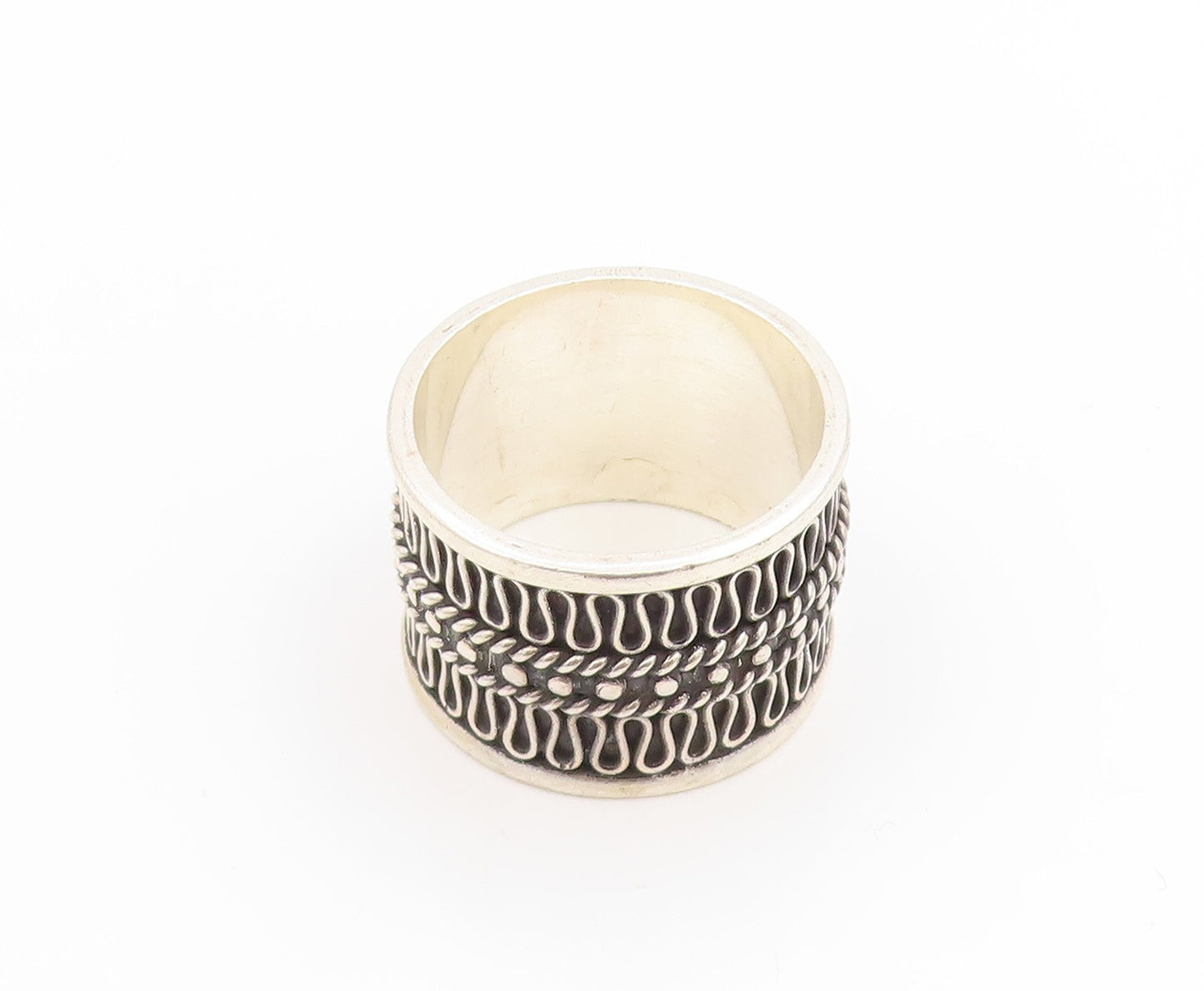 925 Sterling Silver Vintage Ring SUARTI BALI Scrollwork Band  Sz 9.5  RG35404