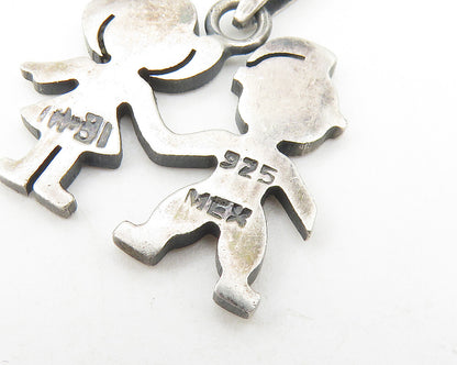 MEXICO 925 Sterling Silver  Vintage Happy Little Girl & Boy Pendant  PT9209