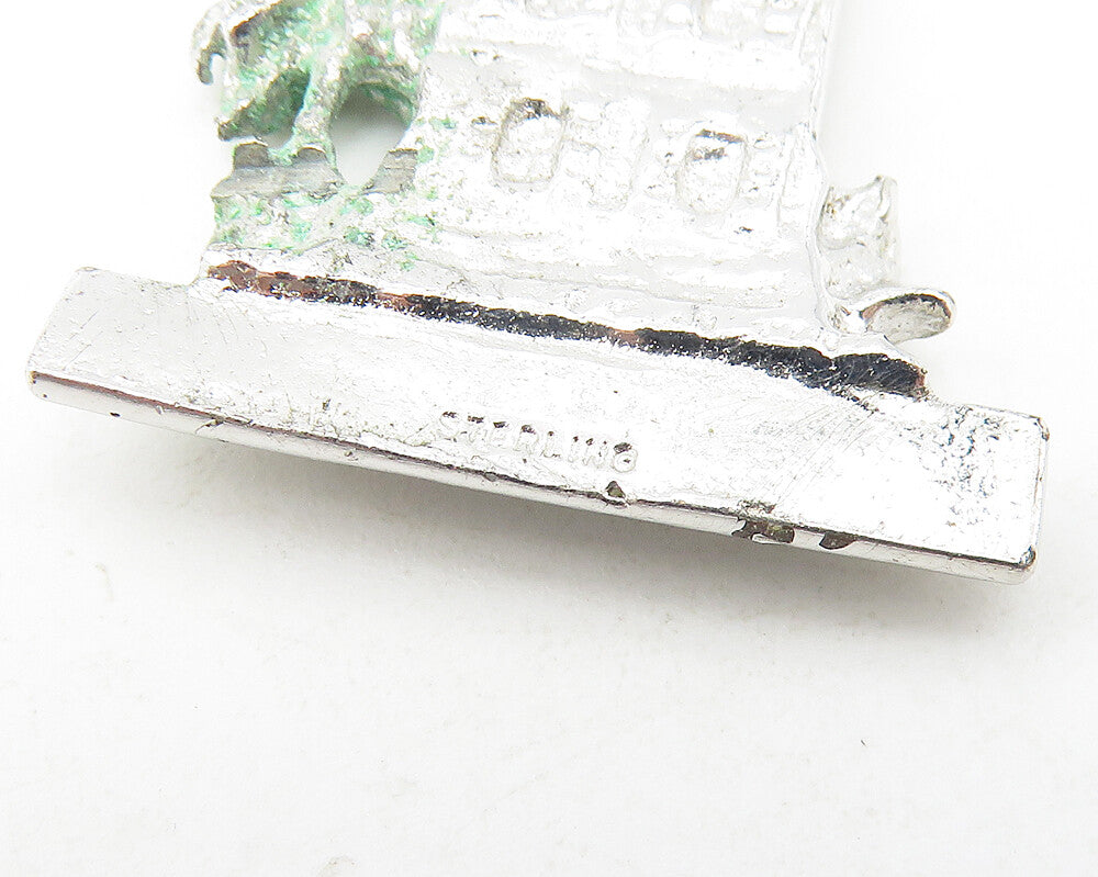 925 Sterling Silver  Vintage Shiny Virgin Islands Palm Trees Pendant  PT9043