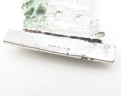 925 Sterling Silver  Vintage Shiny Virgin Islands Palm Trees Pendant  PT9043