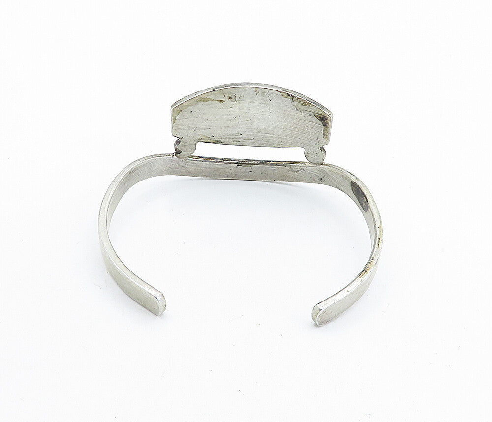 JG 925 Sterling Silver Vintage Dark Tone Modernist Cuff Bracelet  BT2327