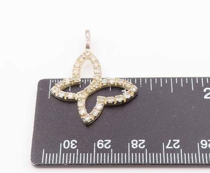 925 Sterling Silver  Vintage Topaz Open Butterfly Motif Pendant  PT17988