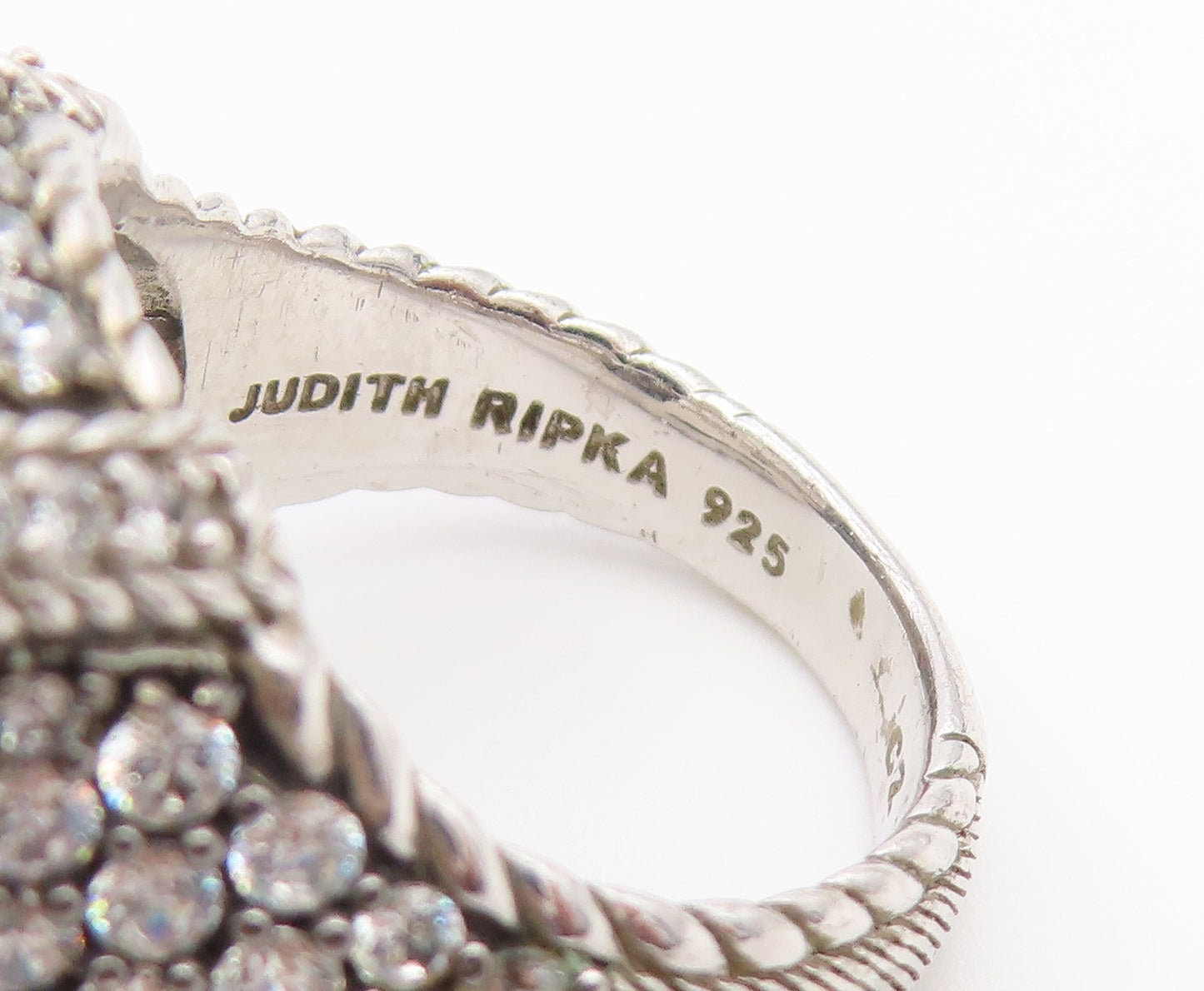 925 Sterling Silver Vintage Ring JUDITH RIPKA Turquoise & CZ Band  Sz 7  RG36693