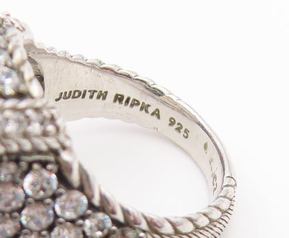 925 Sterling Silver Vintage Ring JUDITH RIPKA Turquoise & CZ Band  Sz 7  RG36693