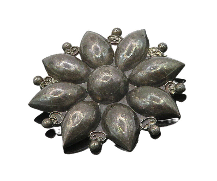 TOBIAS MEXICO 925 Silver  Vintage Antique Flower Pretzel Brooch Pin  BP7363