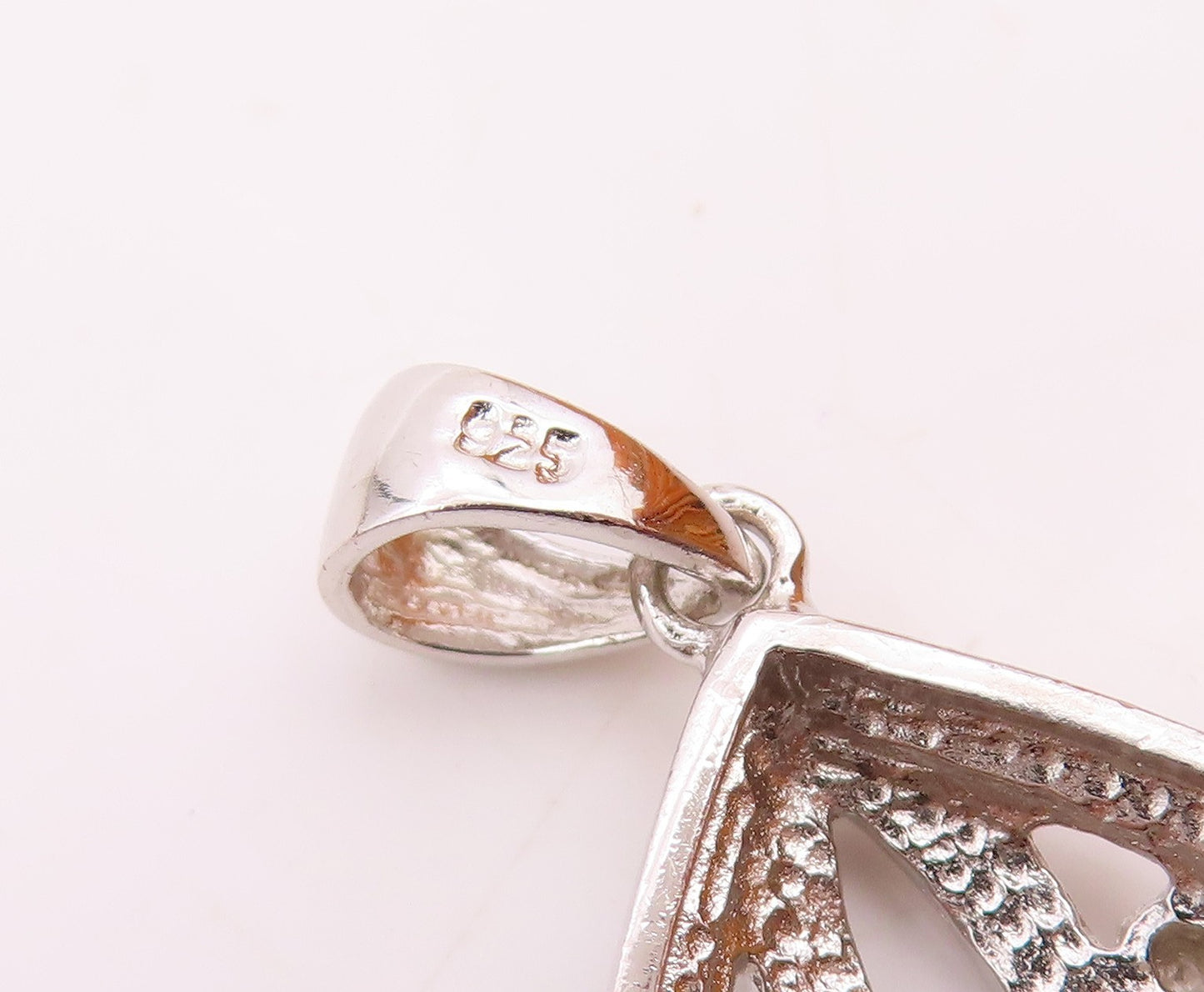 925 Sterling Silver  Vintage Genuine Diamonds Tear Drop Swirl Pendant  PT19271