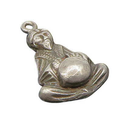 925 Sterling Silver  Vintage Shiny Fortune Teller Motif Pendant  PT19360