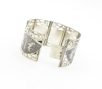 SIAM 925 Sterling Silver  Vintage Enamel Dancer Panel Chain Bracelet  BT6150