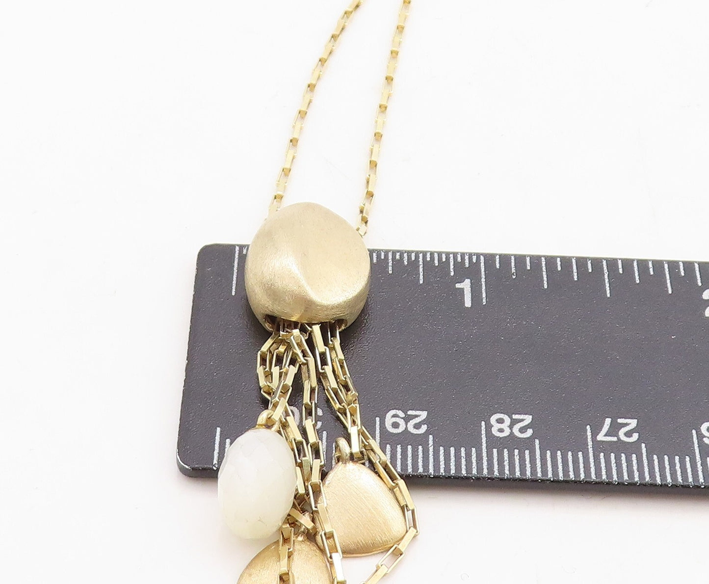 925 Sterling Silver  Mother Of Pearl Bead Gold Plated Chain Necklace  NE1141