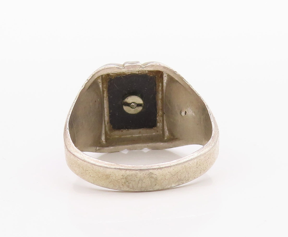 925 Sterling Silver Vintage Ring Designer Carved Alphabet A  Sz 9  RG33311