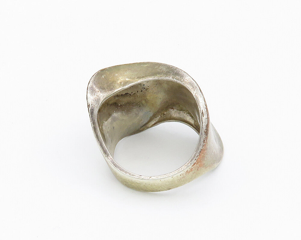 925 Sterling Silver  Vintage Smooth Wavy Dark Tone Band Ring Sz 7  RG14679