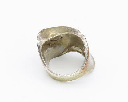 925 Sterling Silver  Vintage Smooth Wavy Dark Tone Band Ring Sz 7  RG14679