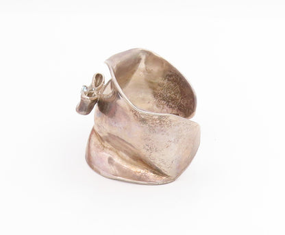 925 Sterling Silver Vintage Bracelet MIGNON FAGET Blue Topaz Ribbon Bow  BT11636