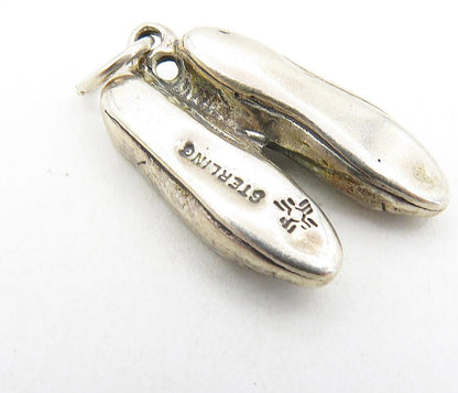 925 Sterling Silver  Vintage Petite Ballet Slipper Motif Drop Pendant  PT6401