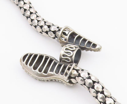 925 Sterling Silver  Vintage Shiny Hollow Snake Motif Chain Necklace  NE3722