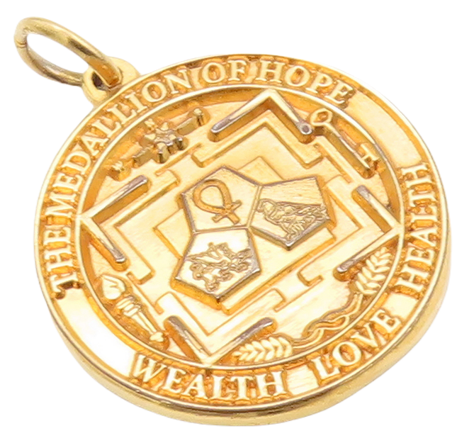 925 Sterling Silver Vintage Pendant Gold Plated Carved Medallion Of Hope PT23173