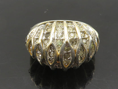 PANETTA 925 Silver  Vintage Shiny White Topaz Dome Band Ring Sz 6.5  RG23946