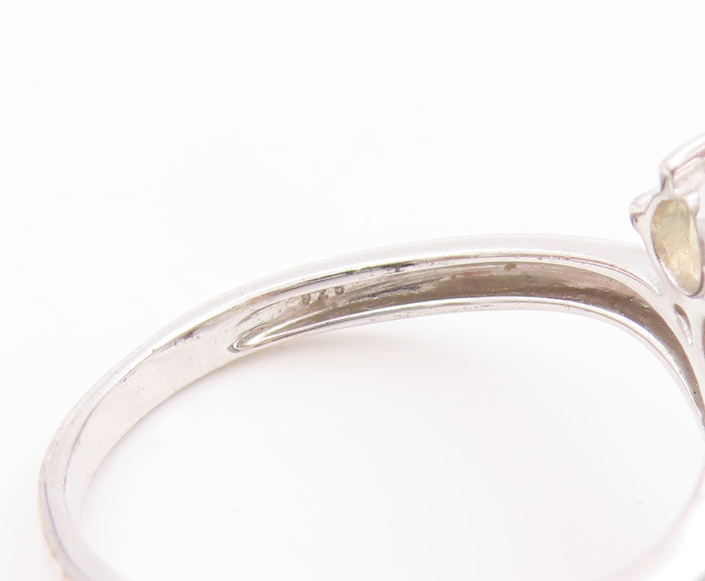 925 Sterling Silver Vintage Ring Modernist Round Fire Opal Band  Sz 9  RG32757