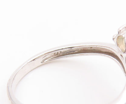 925 Sterling Silver Vintage Ring Modernist Round Fire Opal Band  Sz 9  RG32757
