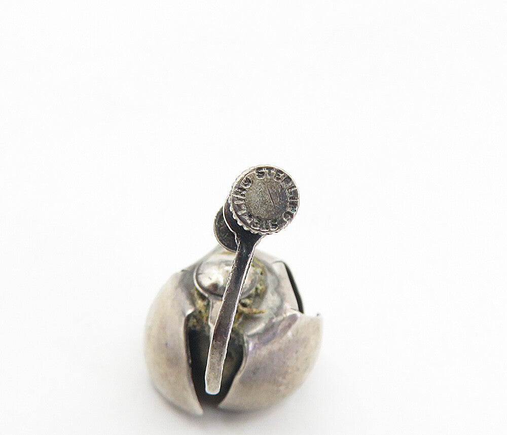925 Sterling Silver  Vintage Dark Tone Flower Non Pierce Earrings  EG4552