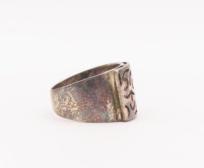 925 Sterling Silver Vintage Ring Solid Cutout Worms Like Design  Sz 8  RG28044